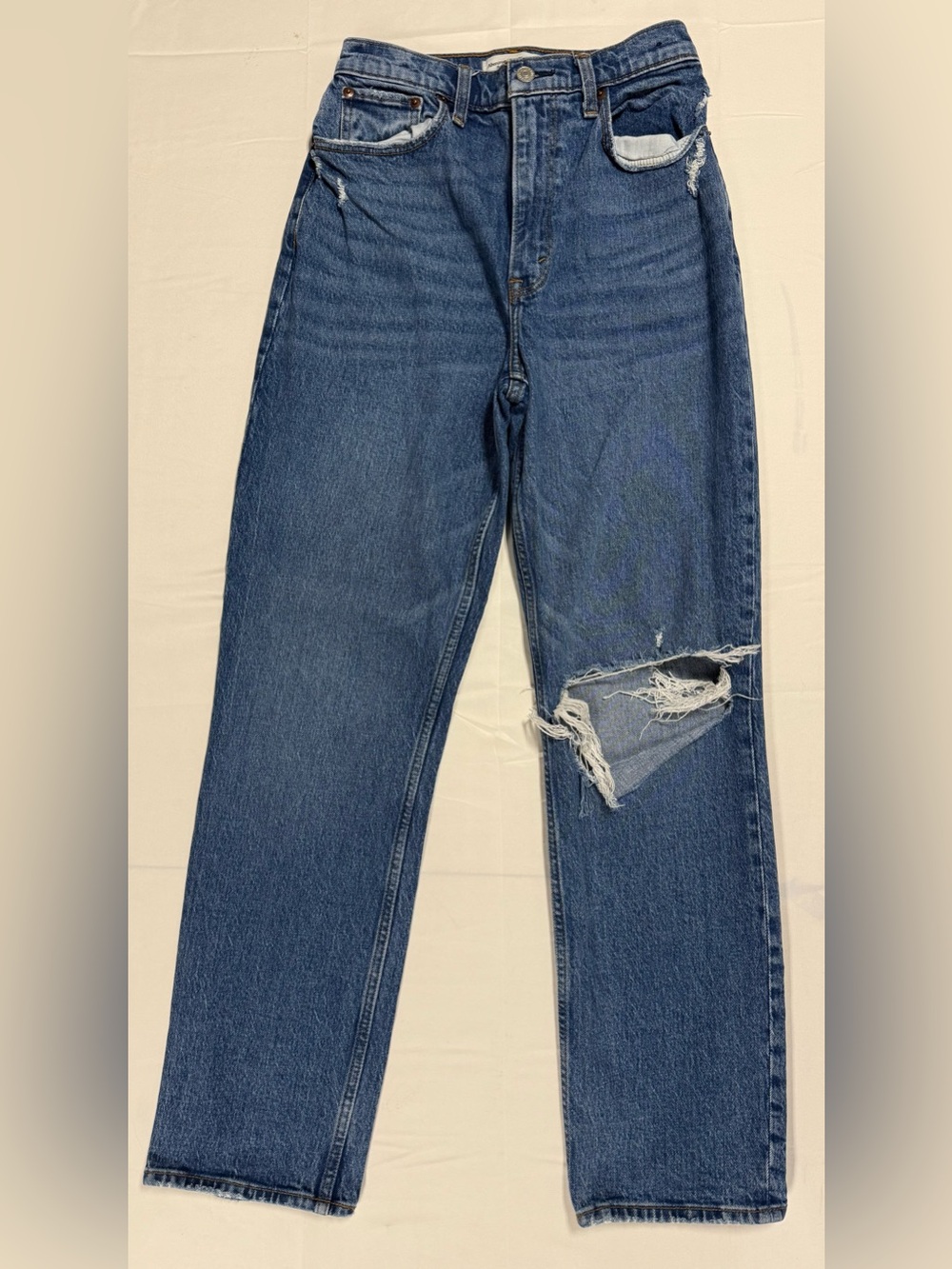 Abercrombie Curve Love 90s Straight Jeans 27/4 Distressed